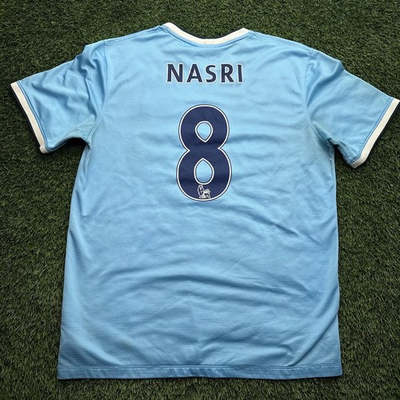 #ad #ad Nasri Manchester City Nike Jersey Mens Large L Blue Soccer Futbol $19.99