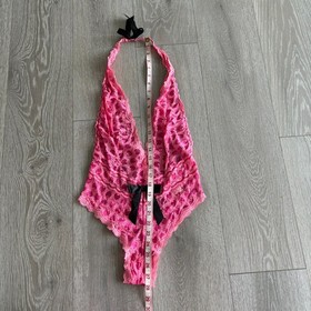 Victoria's Secret Sexy Little Things Womens Pink Lace Halter Neck Bodysuit Sz M