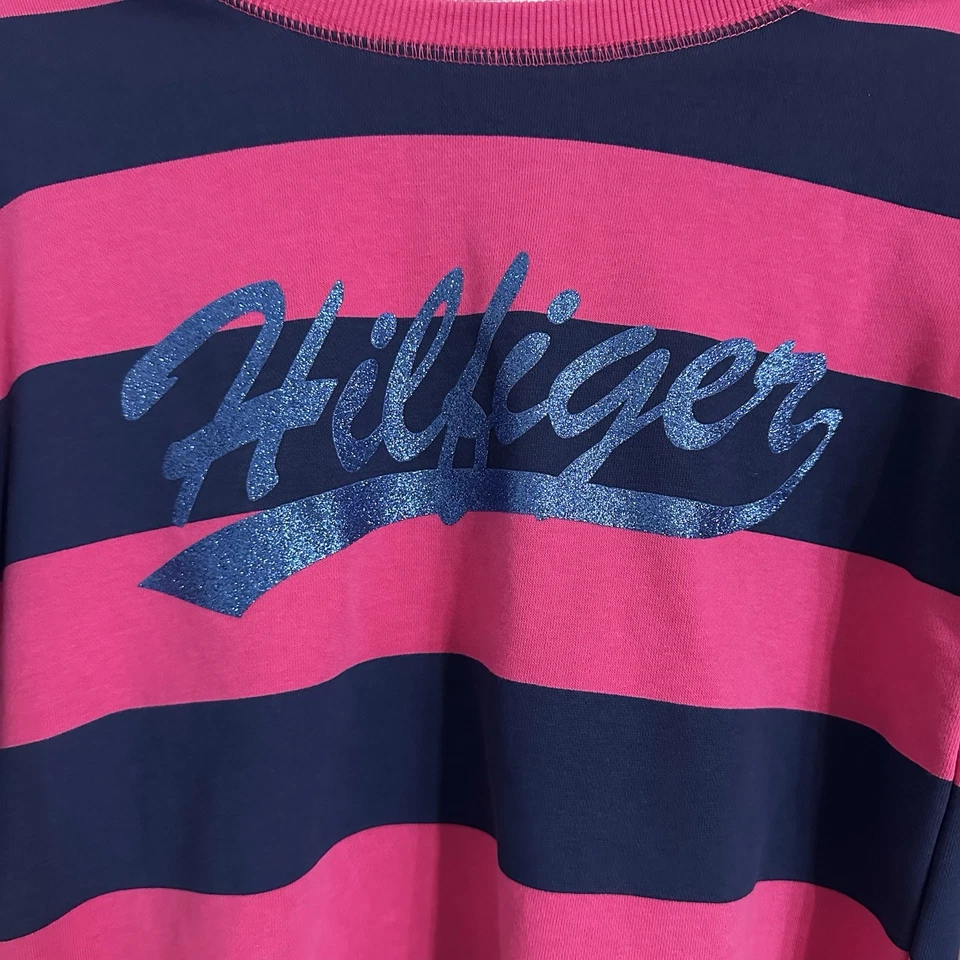 Top Tommy Hilfiger Niñas M 8/10 Rosa Azul Brillante Recortado Mezcla Algodón AU1 Foto 2 de 4