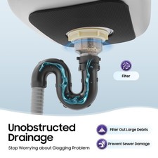 Utility Sink Freestanding Single Bowl Laundry Sink with Hot  Cold Water Faucet