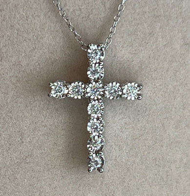 Weißer Diamant Rhodium / Sterling Silber Kreuz Plättchen Anhänger mit Kette 0,25ct