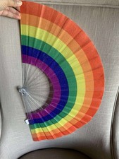 Extra Large Rainbow Glittery Folding Hand Fan