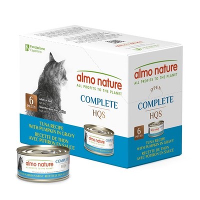 HQS Complete Wet Cat Food Tuna with Pumkin, Grain , GMO - 2.47oz - Pack of 6