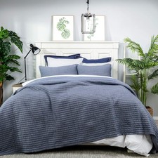 ELEGANT LIFE HOME Chambray Collection Cotton Quilt - Queen Blue, 90'' x 90''