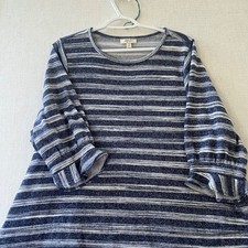 Style  Co. Women's 3/4 Sleeve Adjustable Hem Pullover Sweater, Medium, Blue