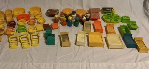 Vintage Fisher Price Little People - Big lot of furniture And People 55 pieces