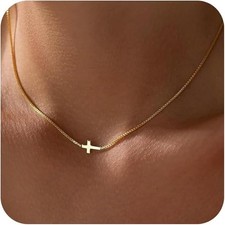 Cross Necklace for Women 14K Real Gold Silver Plated Dainty Small Cross Pendant