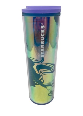 Starbucks Siren Tumbler Iridescent Purple & Green Plastic Twist Top 16 oz Cup