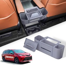 3-in-1 Rear Center Console Storage Box for Toyota Sienna 2021-2025 Accessory, No