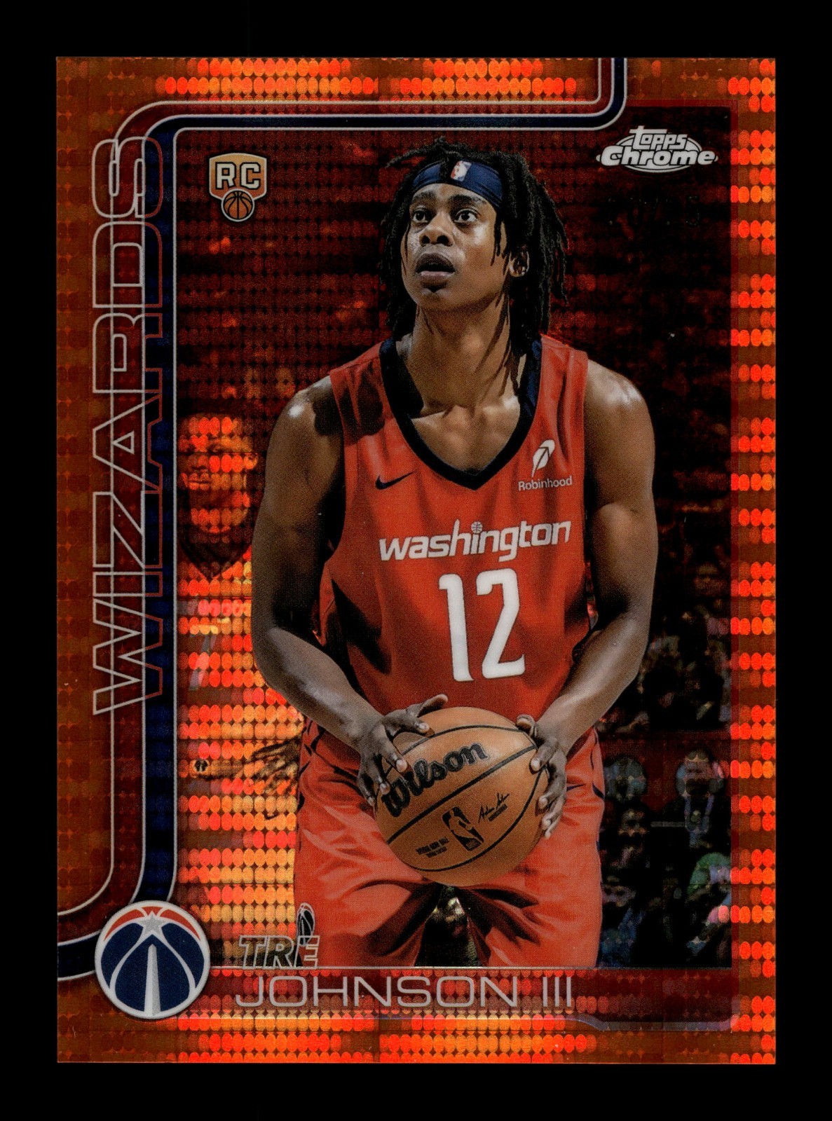 2025-26 Topps Chrome Orange Pulsar Refractor #256 Tre Johnson III RC 20/25