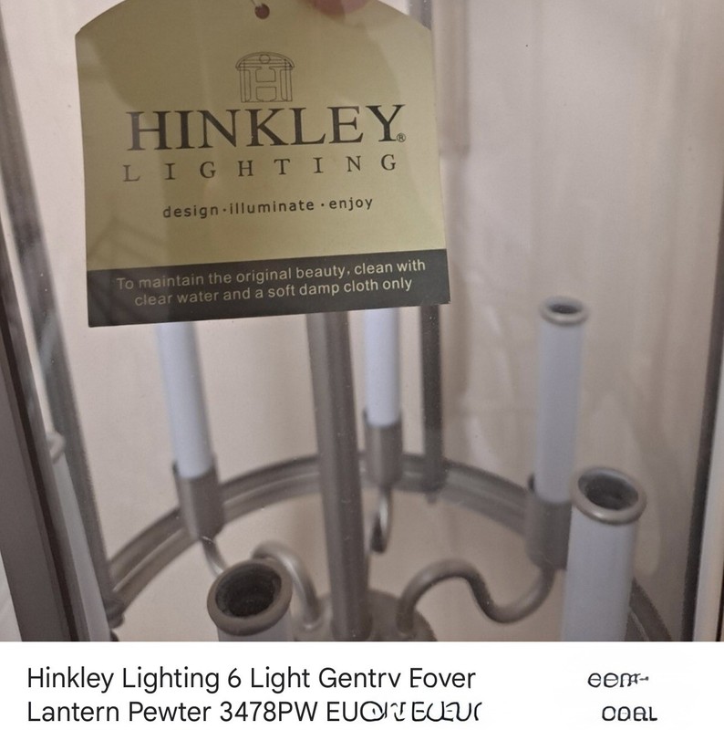 Hinkley Lighting 6 Light Gentry Foyer Lantern Pewter 3478PW EUC 3ft Chain 120"