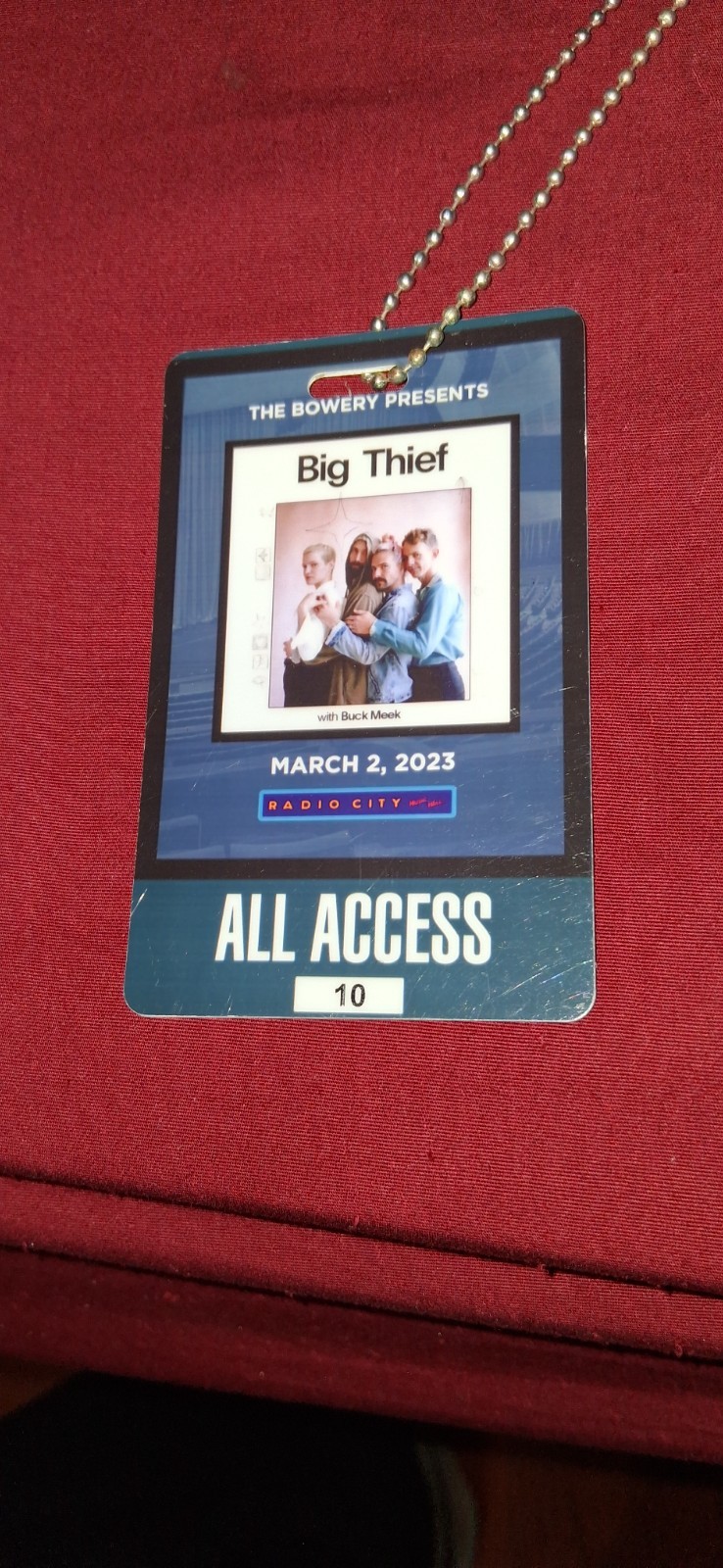 Radio City Music Hall Backstage Credential - 3/2/23