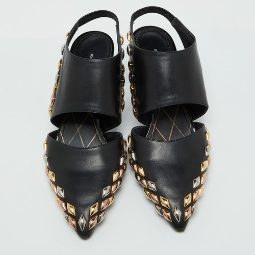 Louis Vuitton Black Leather Gold Rush Slingback Pumps Size 39 - Picture 3 of 9