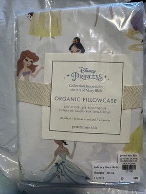 Pottery Barn Kids Disney Princess Organic pillowcase Belle Ariel Girl New