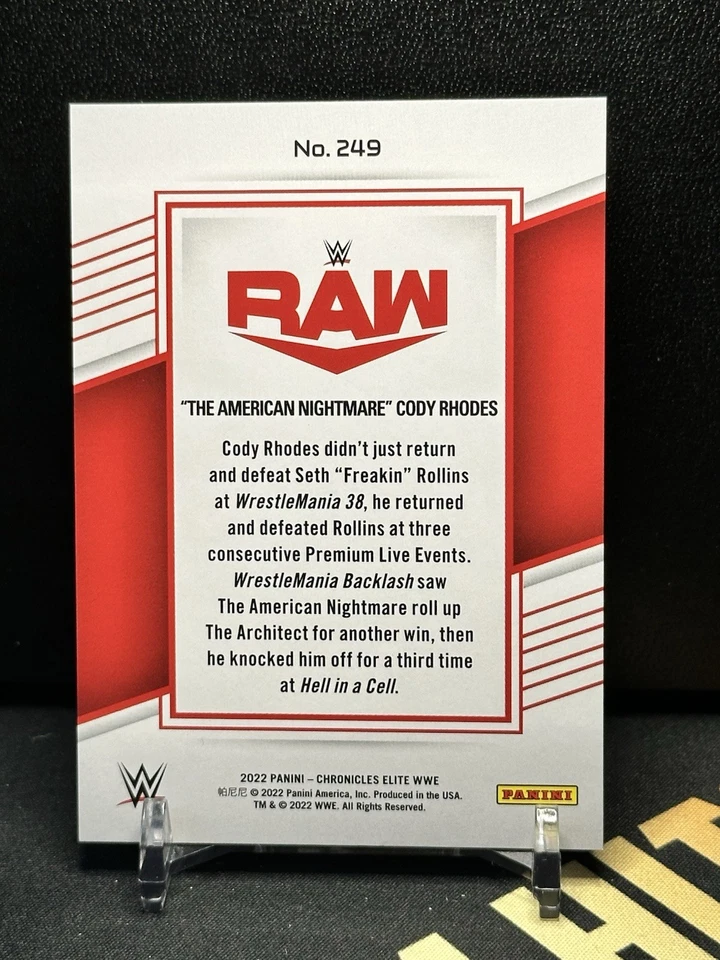 2022 Panini Chronicles WWE Elite Red /199 Cody Rhodes The American Nightmare - Image 2 of 2