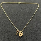 Vintage MONET Heart Lock With Key Gold Tone Necklace 15”