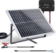 25W 12V Solar Battery Trickle Charger Maintainer, Waterproof Solar Panel + Adjus