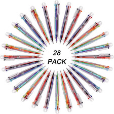 28 Pack Multicolor Pen, 0.5mm 6-in-1 Multicolor Ballpoint Pens, 6 Colors Retr...