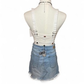 NWT For Love & Lemons Skivvies White Cotton Eyelet Button Crop Top Boho Rave S