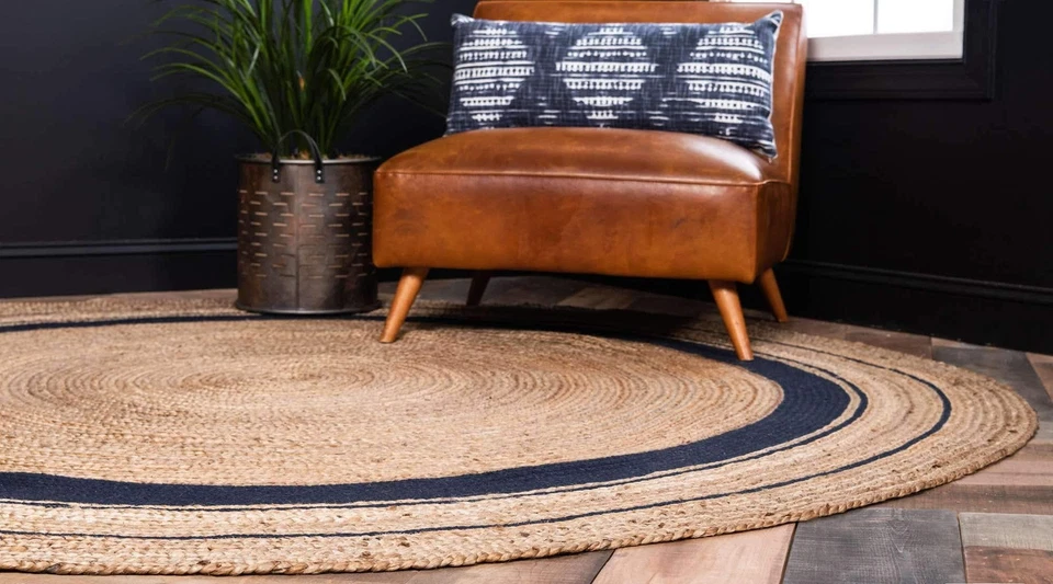 Плетеный джутовый коллекционный качественный ковер ручной работы с прибрежным дизайном,... - Изображение 3 из 4