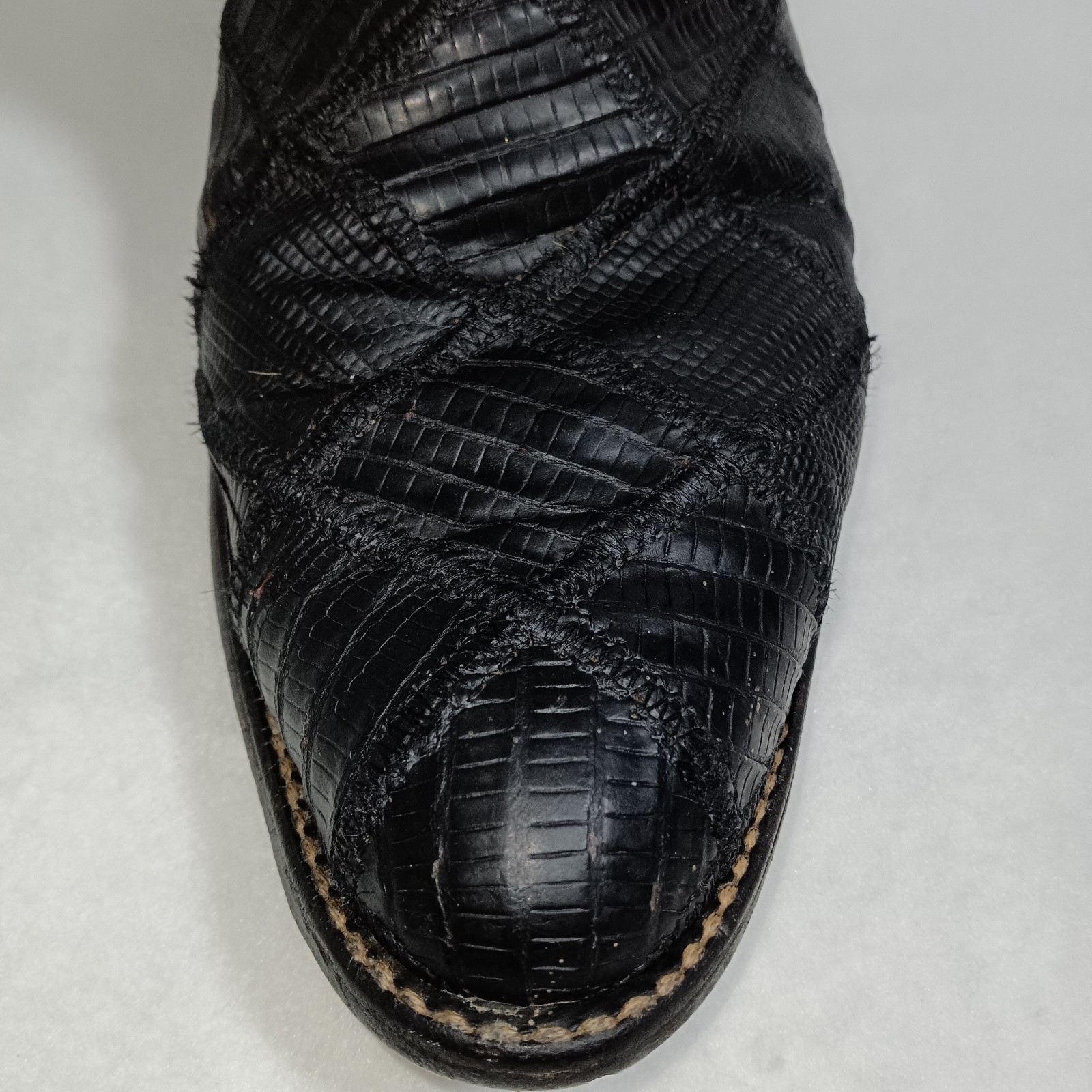 Vintage Dan Post Black Lizard Patchwork Cowboy Bo… - image 5