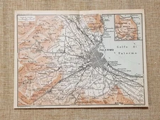 1919 Gulf of Palermo Monte Pellegrino Cuccio Sicily T.C.I. Paper or Map