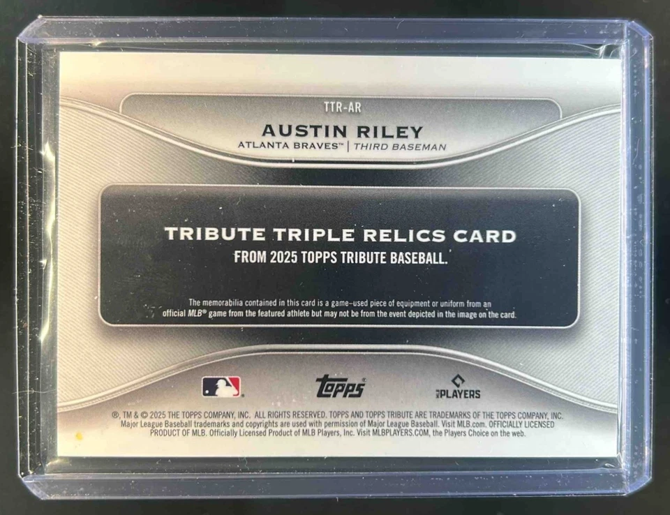 2025 Topps Tribute Austin Riley Triple Jersey Bat Blue #/150 Braves - Image 2 of 2