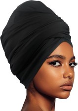 Extra Large Swim Turban for Women Unisex Waterproof Silicone Lined Swim Cap f...