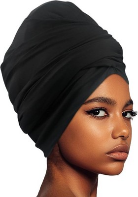 Extra Large Swim Turban for Women Unisex Waterproof Silicone Lined Swim Cap f...