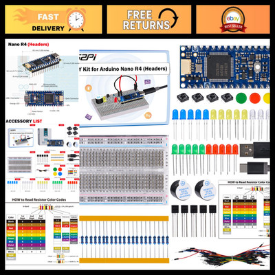 DIY Arduino Nano R4 Kit - Beginner Electronics Set with Breadboard, LEDs, Resist