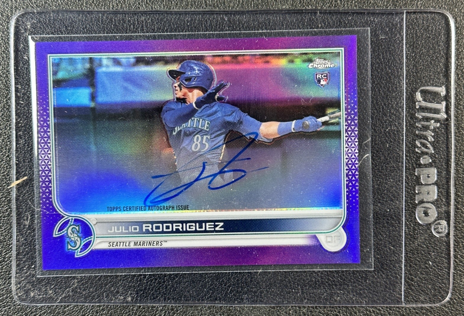 JULIO RODRIGUEZ 2022 TOPPS CHROME #RA-JRO ROOKIE AUTO PURPLE REFRACTOR RC 61/250
