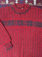 VTG Wool Nordic Sweater, Large, Bird's Eye  Snowflake, Made In Norway