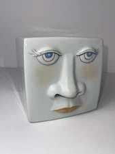 Vintage 1980’s 3D FACE Girl lady Female Nose tissue box Cover Porcelain Retro
