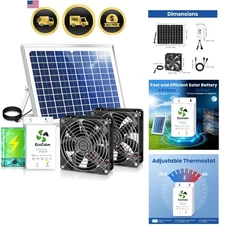 Solar Exhaust Fan for Chicken Coop with Battery Adjustable Thermostat 25W