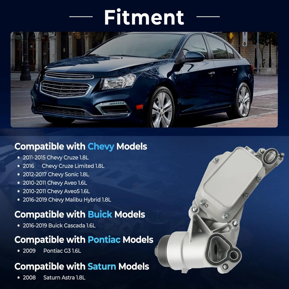 Engine Oil Cooler Filter Housing For Chevy Cruze Sonic Aveo 1.6L 1.8L 93186324 - Image 2 of 4