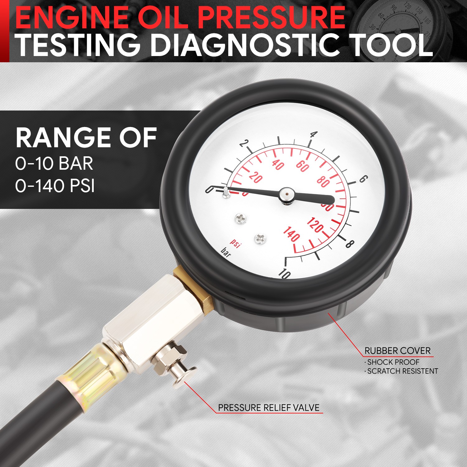 [13Pcs] Oil Engine Compression Gauge Meter Tester Kit Car Truck ATV Motorcycle