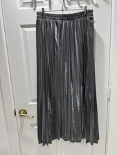 Chartou Collection Silver Midi Skirt With Lining Size 2XL 100% Polyester