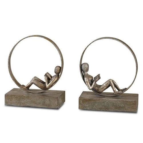 Lounging Reader - 9.75 inch Bookend (Set of 2) Accessories Uttermost 19596 - Picture 1 of 7