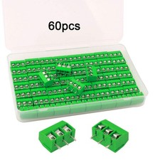 FULARR 60Pcs Premium 3 Position 3 Pin Plug-in PCB Terminal Block, 5.08mm Pitch P