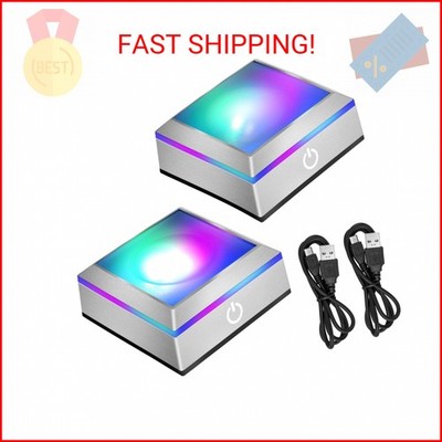 EEEKit 2PCS LED Light Display Base for 3D Crystal Glass Art, 6 Colors Square Fla