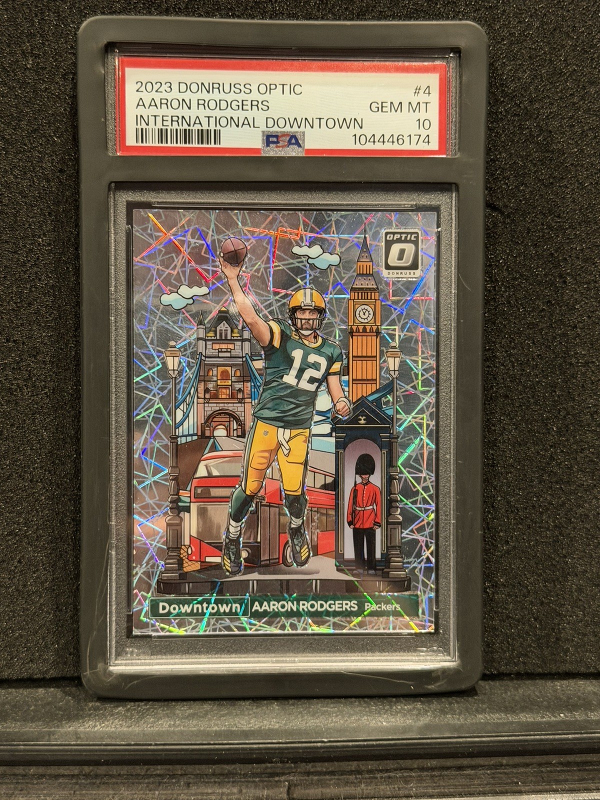 2023 Panini Donruss Optic International Downtown Aaron Rodgers #4 Prizm PSA 10