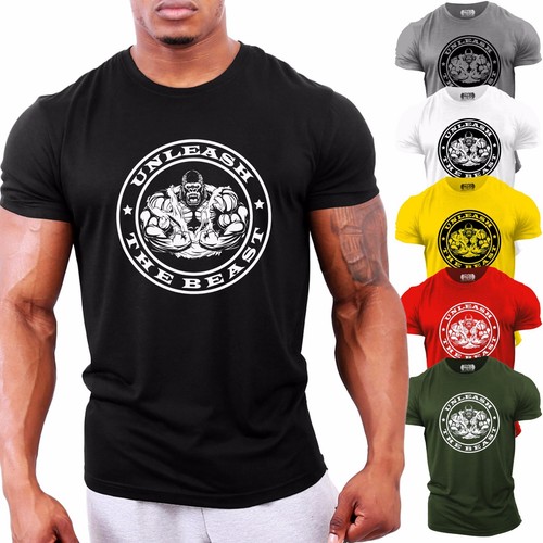 Unleash the Beast Gorilla Ape | Bodybuilding T-Shirt | Gym Top Clothing GYMTIER - Picture 1 of 5