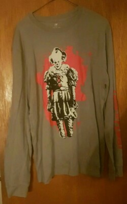 IT Chapter Two Long Sleeve Gray T-shirt Mens Size Large Time To Float On Sleeve 