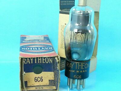 RAYTHEON 6C6  TUBE TESTED ST SHAPE VINTAGE NOS NIB