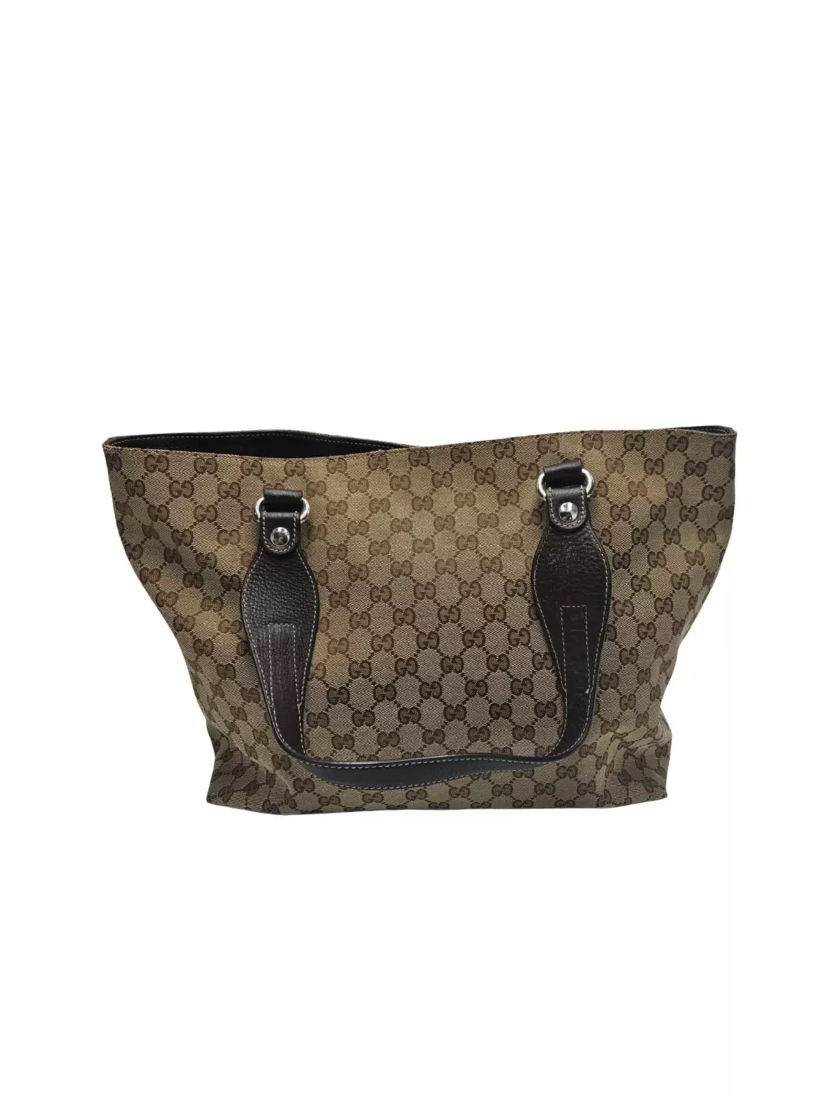Sac fourre tout Gucci monogramme moyen embout icône marron foncé