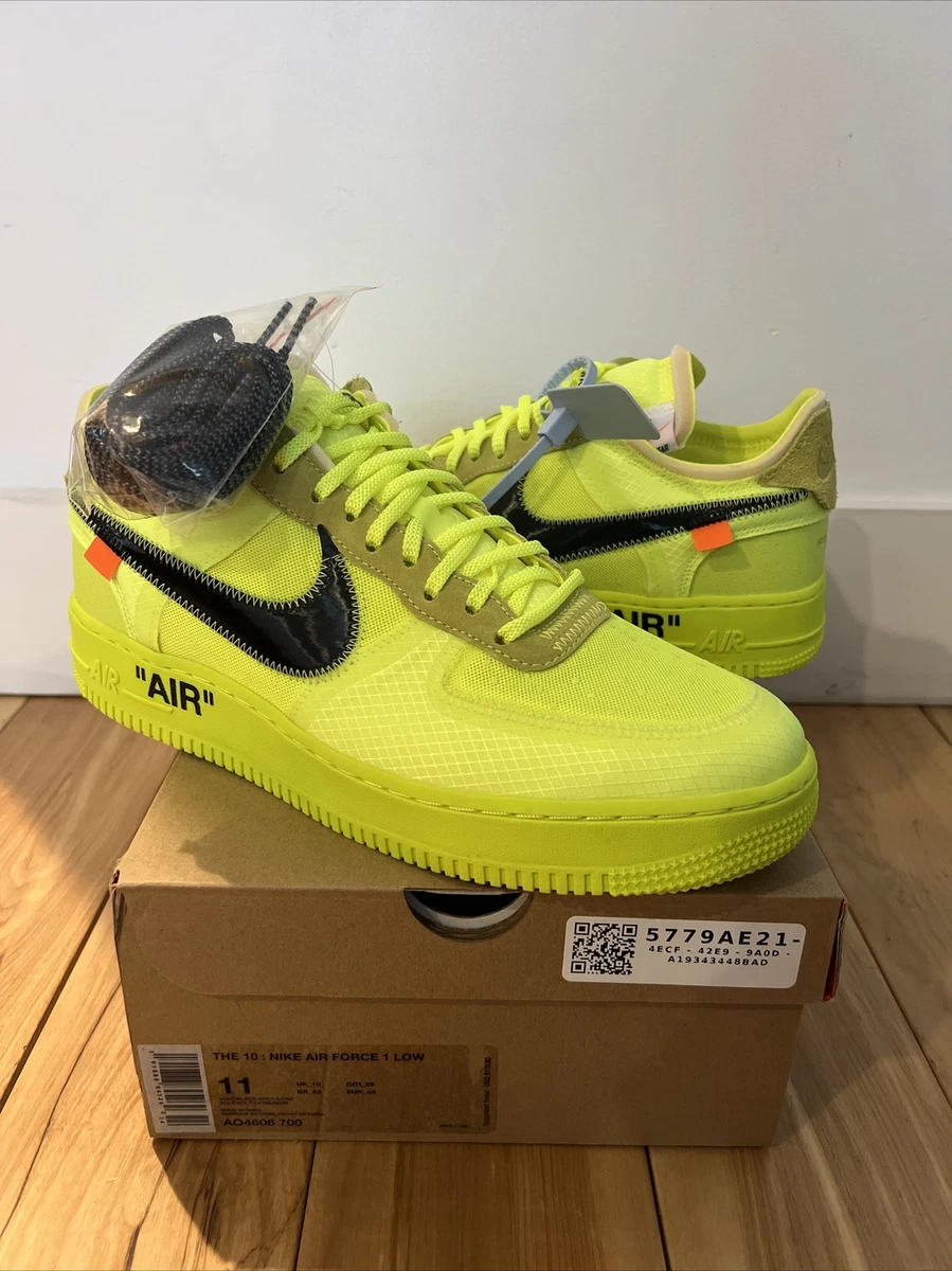 Nike Air Force 1 Low The Ten Off-White Volt AO4606-700 Size US 9.5 with Box