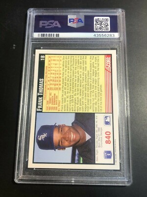 FRANK THOMAS 1991 Score Baseball Card #840 Graded PSA 9 MINT White