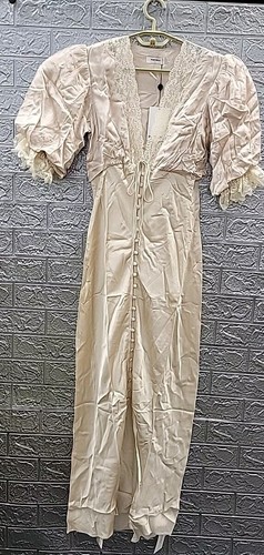 New Rumored V Neck Short Sleeve Honey Duster Maxi Dress Beige Size Small