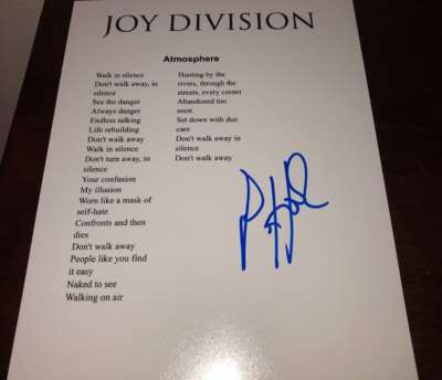 Peter Hook Joy Division Atmosphere Closer Unknown Pleasures Signed