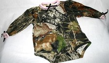 MOSSY OAK CAMOUFLAGE  PINK BABY LACE DIAPER SHIRT - INFANT SNAP SHIRT, GIRL